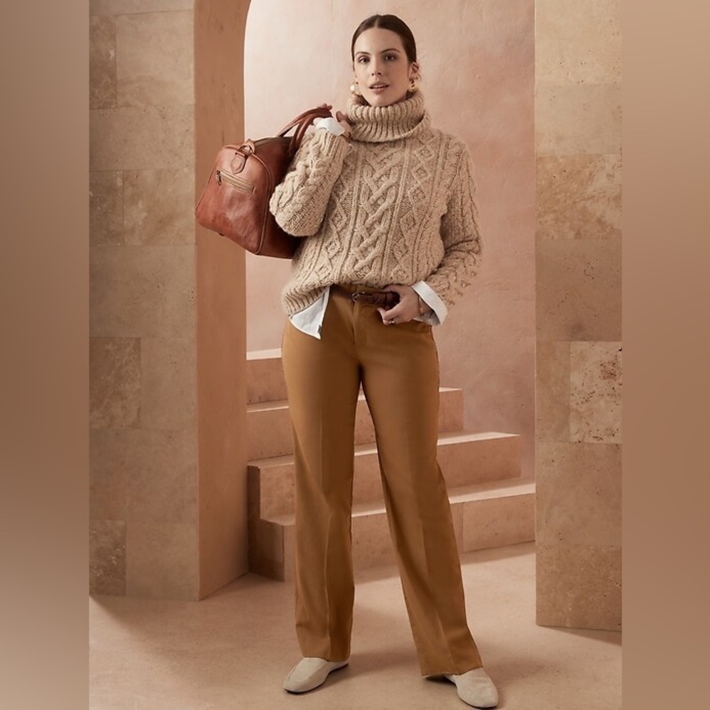 Banana Republic Camel/Tan Straight-Leg Trousers
